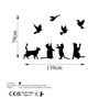 Wallity Birds Playing With Cats Escultura de Pared de Metal Negra